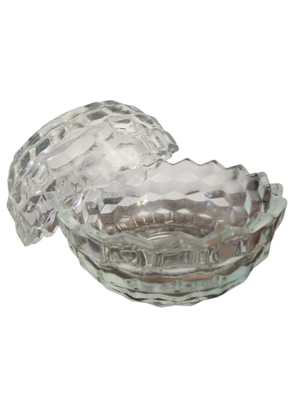 Vintage Homco Fairy Light Lamp Clear Glass Geometric Candle Holders Cottagecore